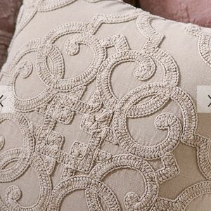 NWT Set of 2 Pottery Barn Drew Embroidered Pillow Covers in Color Flax